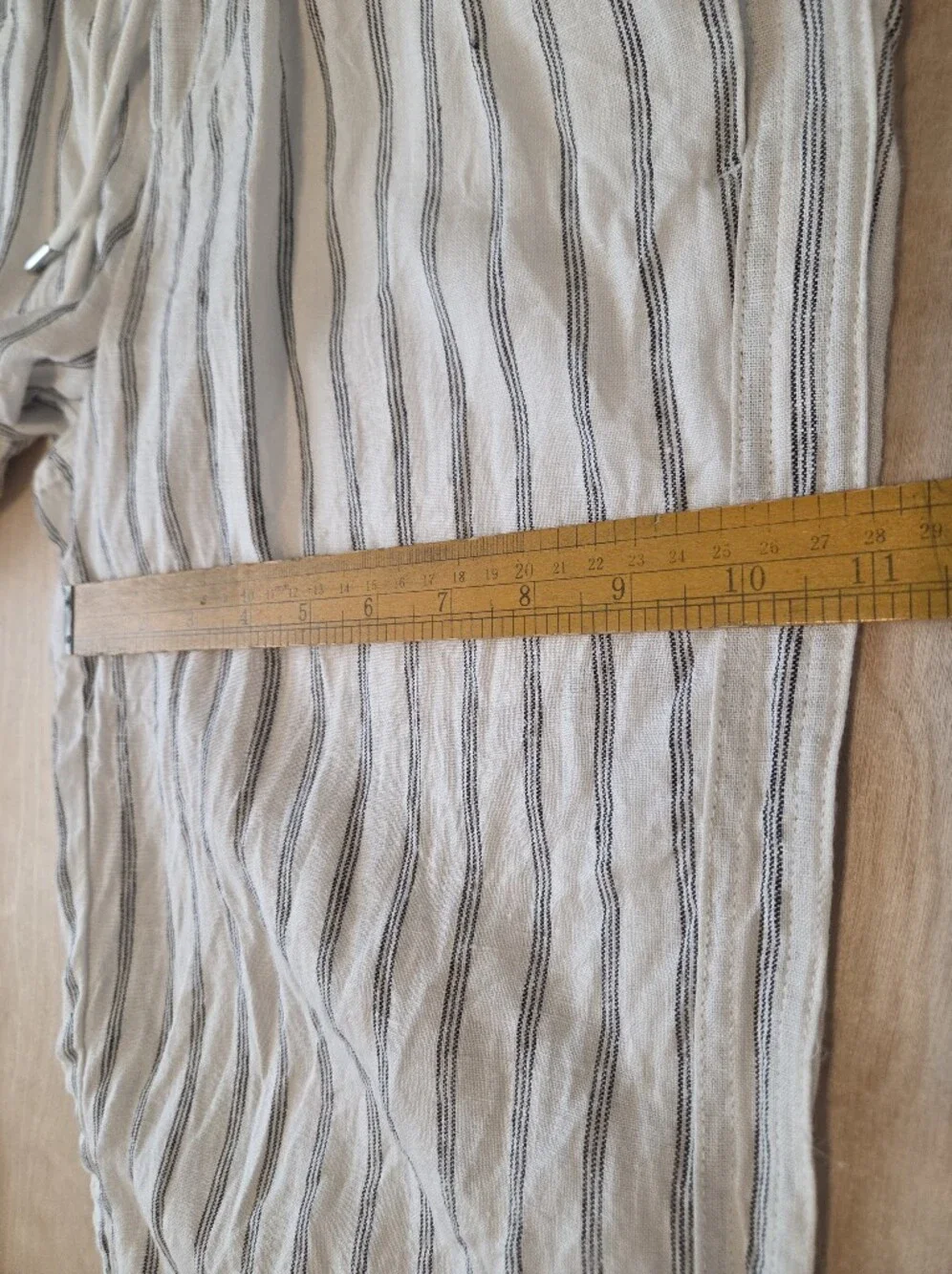 Quince 100% Linen Wide Leg Striped Pants M Elastic Waist Coastal Chic